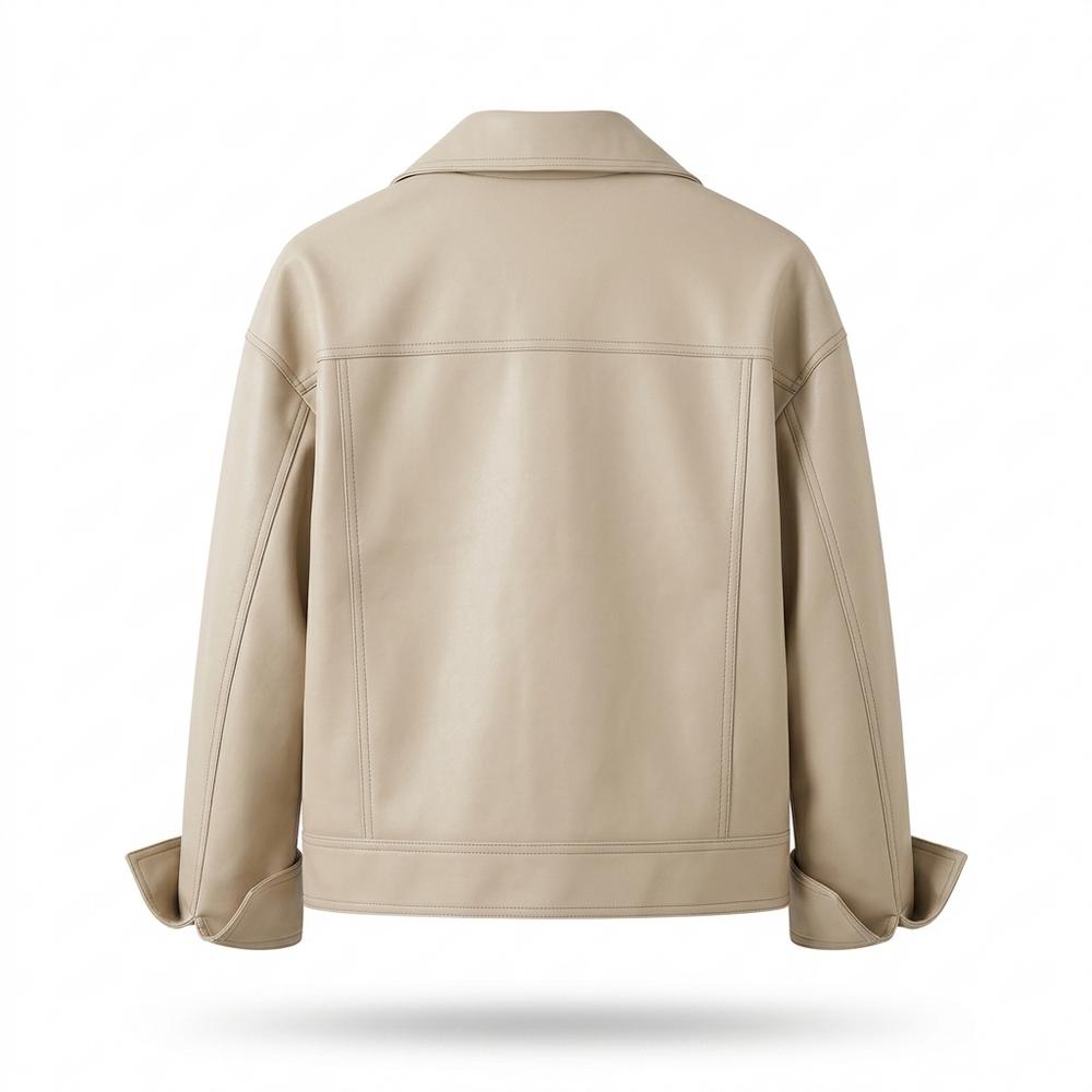 Lederjacken Outlet24 - Saram | Geglättet Kontrastgesteppt Lederjacke Unisex