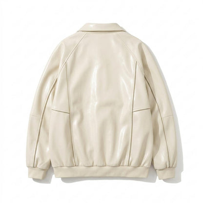 Lederjacken Outlet24 - Mugot | Paspelierte Weite Lederjacke Unisex