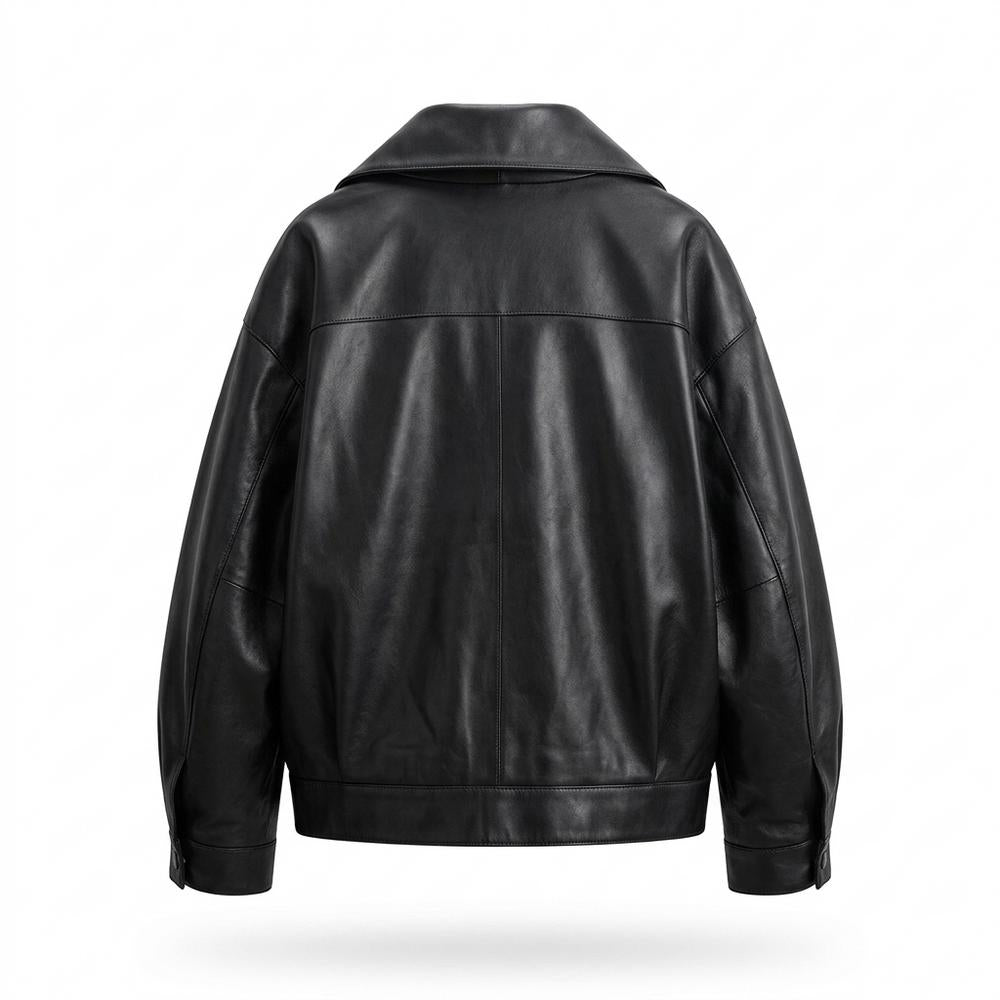 Lederjacken Outlet24 - Zelid | Weit Geschnittene Blousonartige Lederjacke Unisex