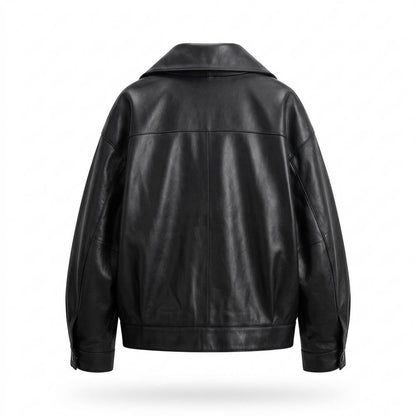 Lederjacken Outlet24 - Zelid | Weit Geschnittene Blousonartige Lederjacke Unisex
