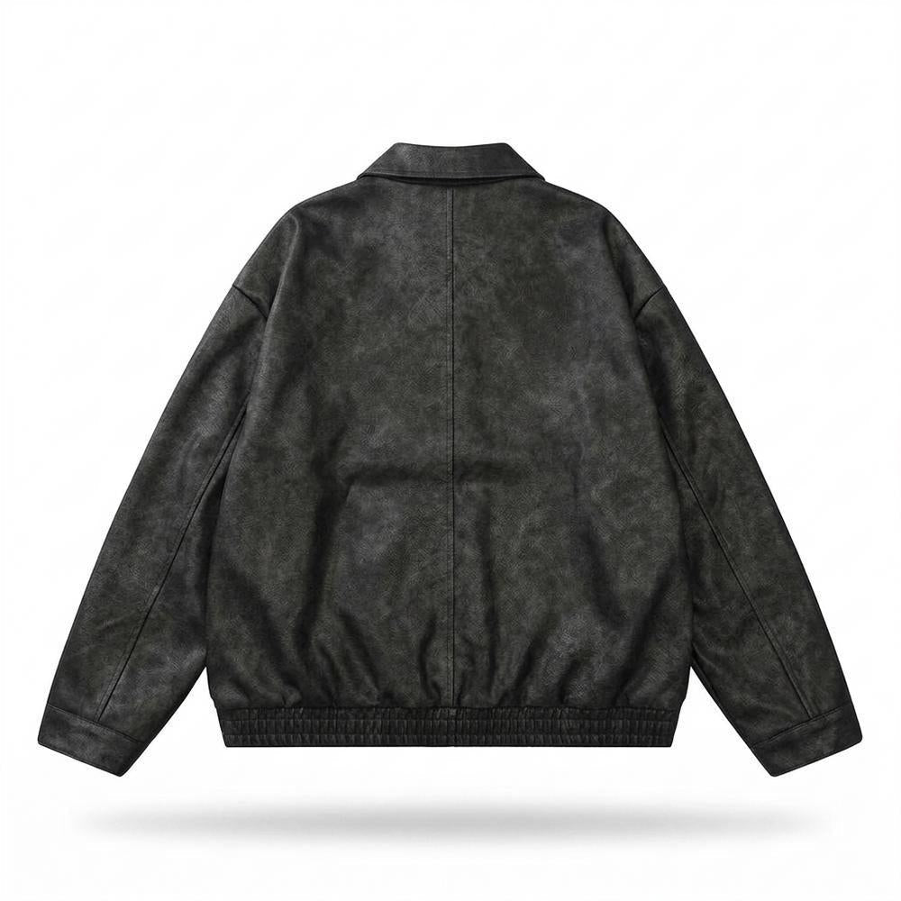 Lederjacken Outlet24 - Kekok | Verwaschene Weit Geschnittene Lederjacke Unisex