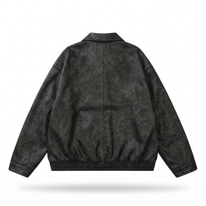 Lederjacken Outlet24 - Kekok | Verwaschene Weit Geschnittene Lederjacke Unisex