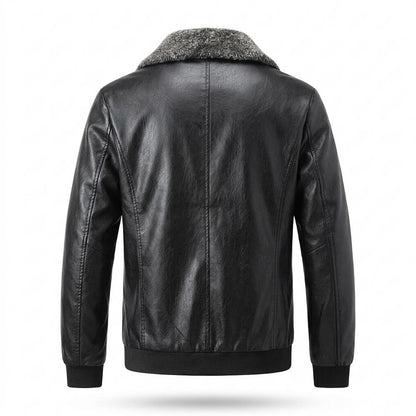 Lederjacken Outlet24 - Ligit | Gefütterte Pelzbesetzte Lederjacke Herren