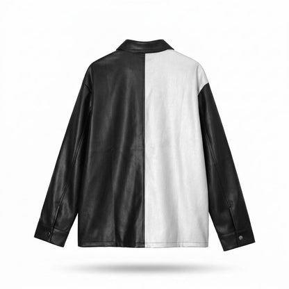 Lederjacken Outlet24 - Ralor | Zweifarbige Geknöpfte Lederjacke Unisex