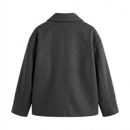 Lederjacken Outlet24 - Lufom | Geknöpft Wollartig Mantel Damen