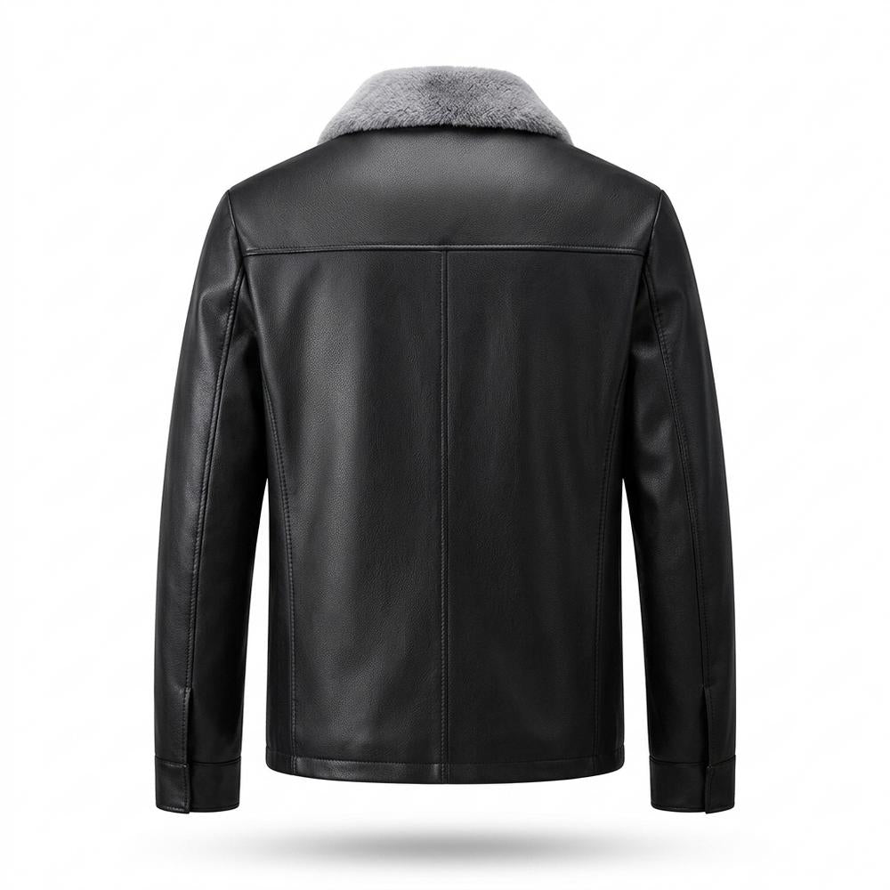 Lederjacken Outlet24 - Sular | Gefütterte Pelzbesetzte Lederjacke Herren
