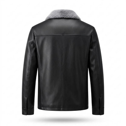 Lederjacken Outlet24 - Sular | Gefütterte Pelzbesetzte Lederjacke Herren