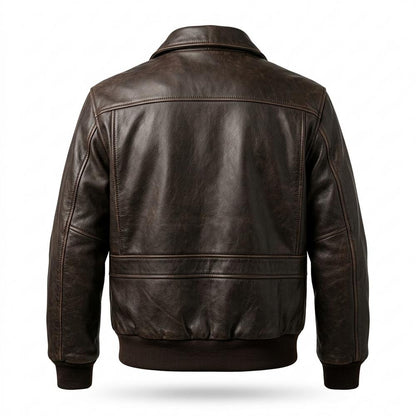 Lederjacken Outlet24 - Kapov | Gefütterte Gerippte Lederjacke Herren