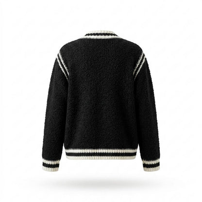 Lederjacken Outlet24 - Linun | Strukturierte Kontrastierende Strickjacke Damen