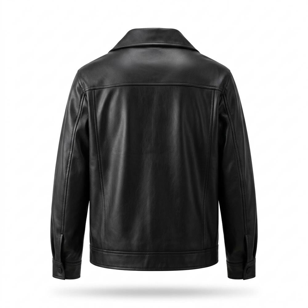 Lederjacken Outlet24 - Eizus | Geknöpft Glatt Lederjacke Herren