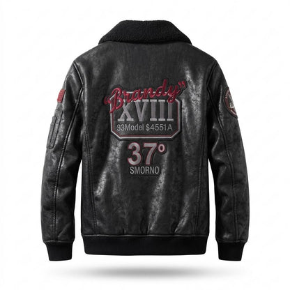 Lederjacken Outlet24 - Rihuv | Gefütterte Bestickte Lederjacke Herren