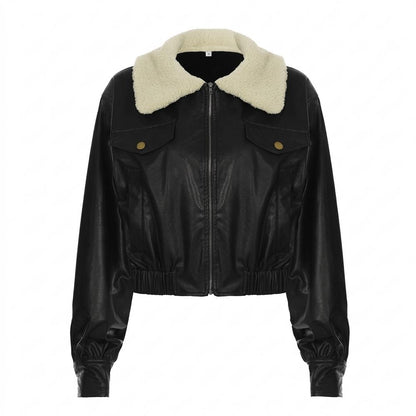 Lederjacken Outlet24 - Sanak | Gefütterte Taillierte Lederjacke Damen