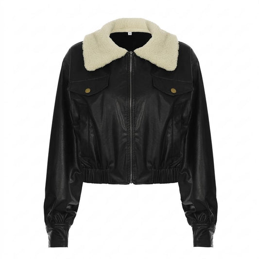 Lederjacken Outlet24 - Sanak | Gefütterte Taillierte Lederjacke Damen