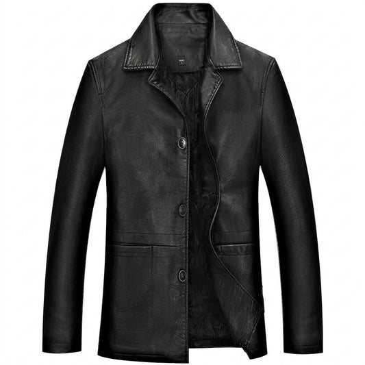 Lederjacken Outlet24 - Cetit | Geknöpft Gefüttert Lederjacke Herren