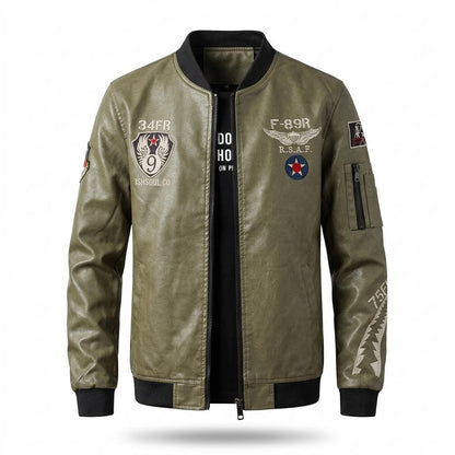 Lederjacken Outlet24 - Kufir | Bestickt Gerippt Lederjacke Herren