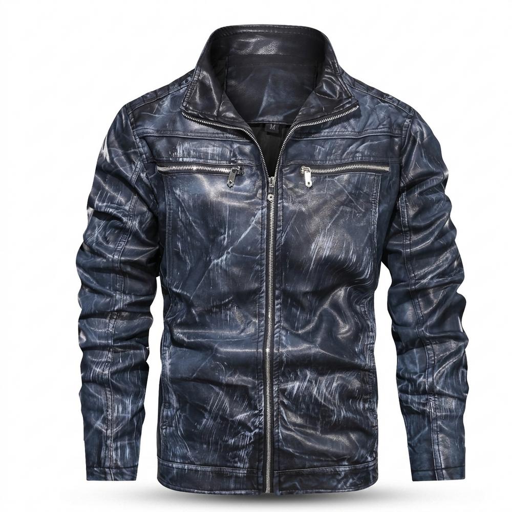 Lederjacken Outlet24 - Euzud | Gewaschene Hochschließende Lederjacke Herren