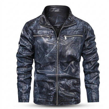 Lederjacken Outlet24 - Euzud | Gewaschene Hochschließende Lederjacke Herren