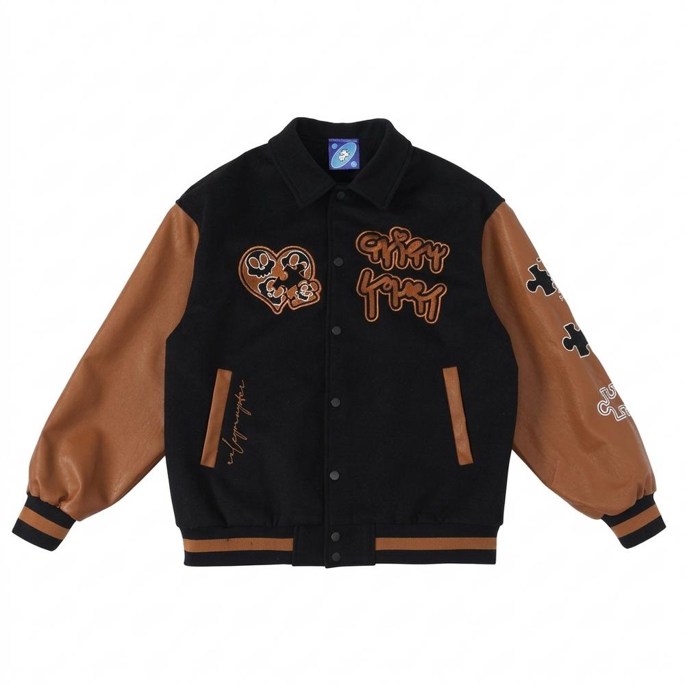 Lederjacken Outlet24 - Earem | Bestickt Geknöpft Lederjacke Unisex