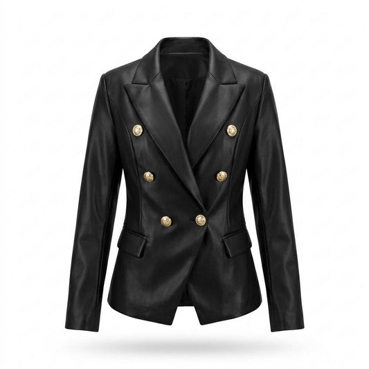 Lederjacken Outlet24 - Ditem | Zweireihig Tailliert Lederjacke Damen