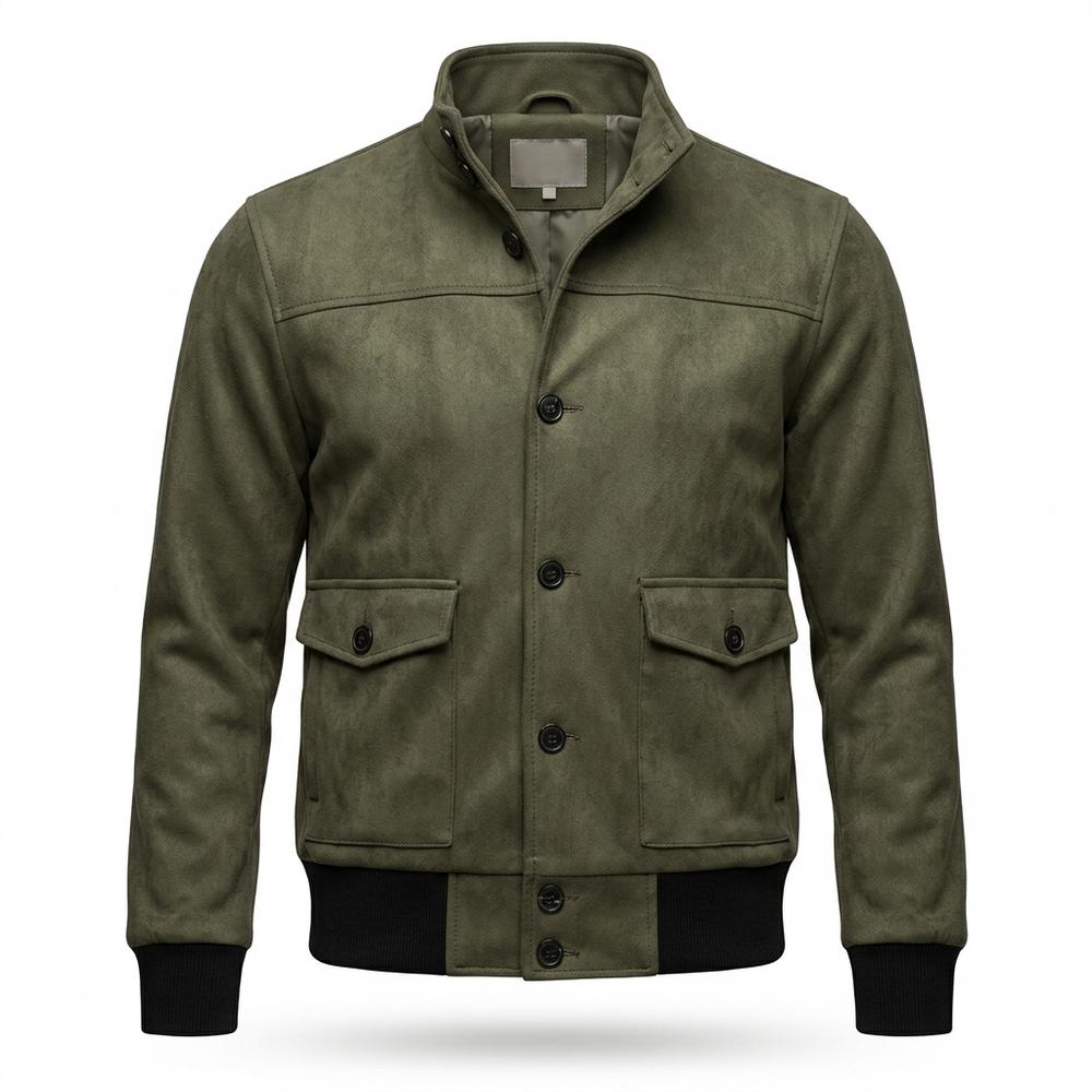 Lederjacken Outlet24 - Mewat | Geknöpfte Langärmelige Wildleder-Jacke Herren