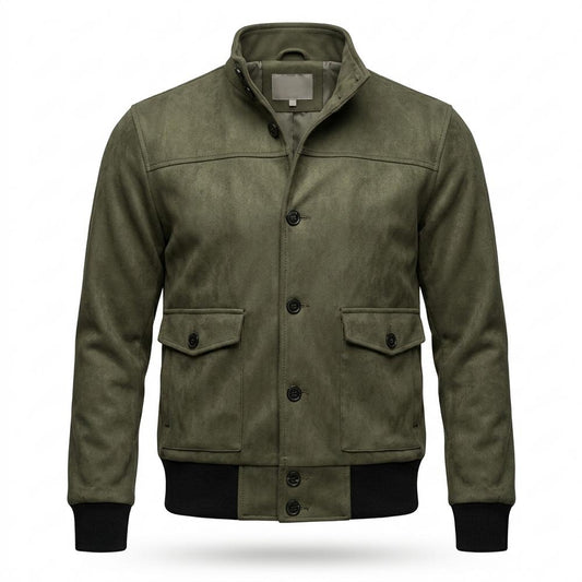 Lederjacken Outlet24 - Mewat | Geknöpfte Langärmelige Wildleder-Jacke Herren