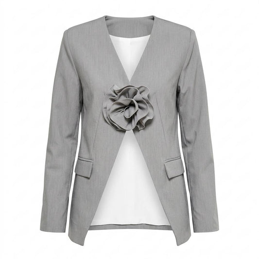 Lederjacken Outlet24 - Keles | Kragenloser Plissierter Anzug Damen