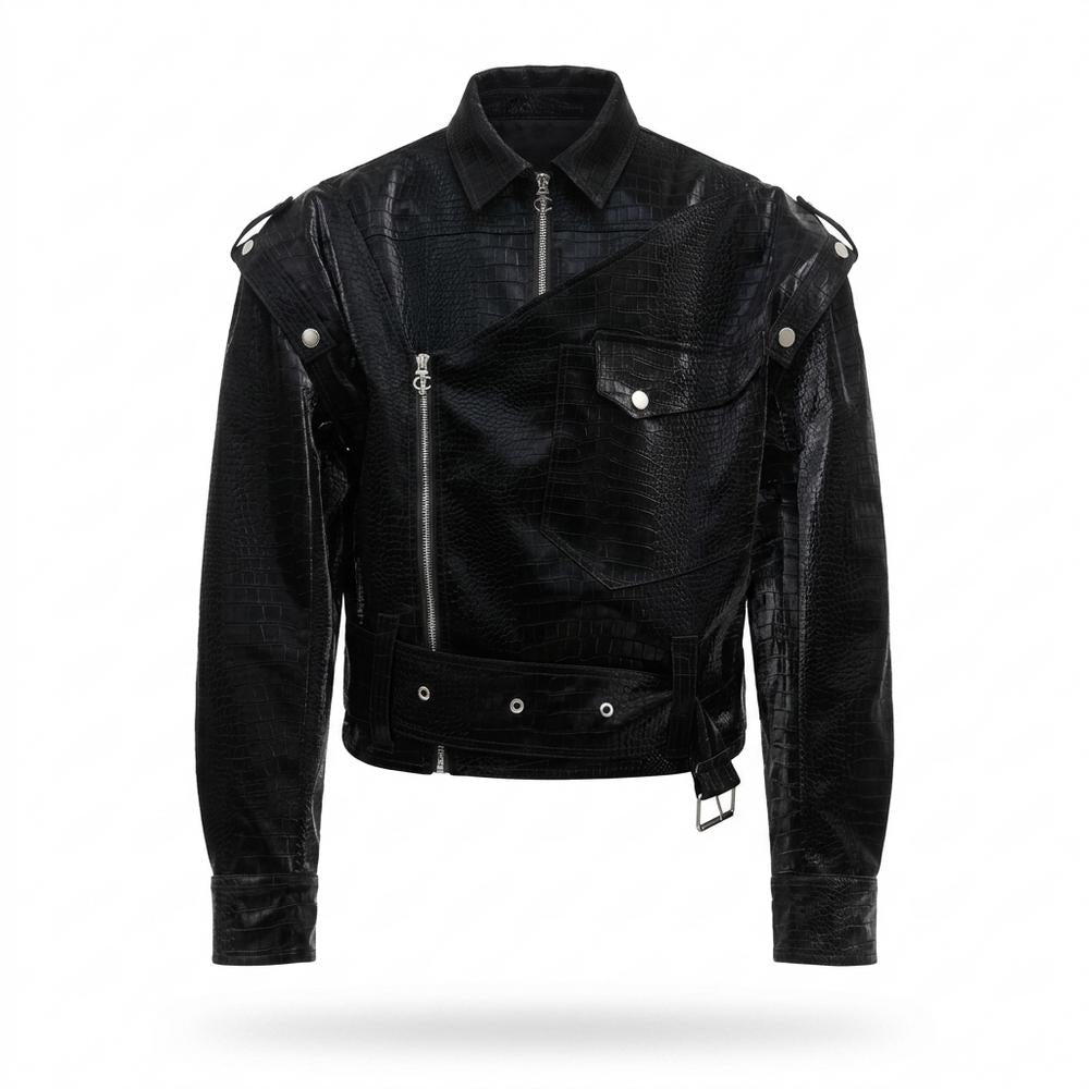 Lederjacken Outlet24 - Nadis | Geprägt Asymmetrisch Lederjacke Unisex