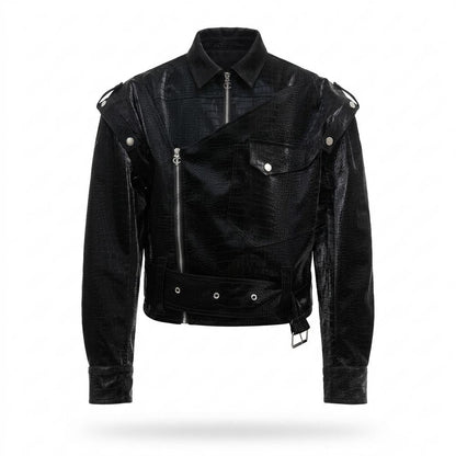 Lederjacken Outlet24 - Nadis | Geprägt Asymmetrisch Lederjacke Unisex