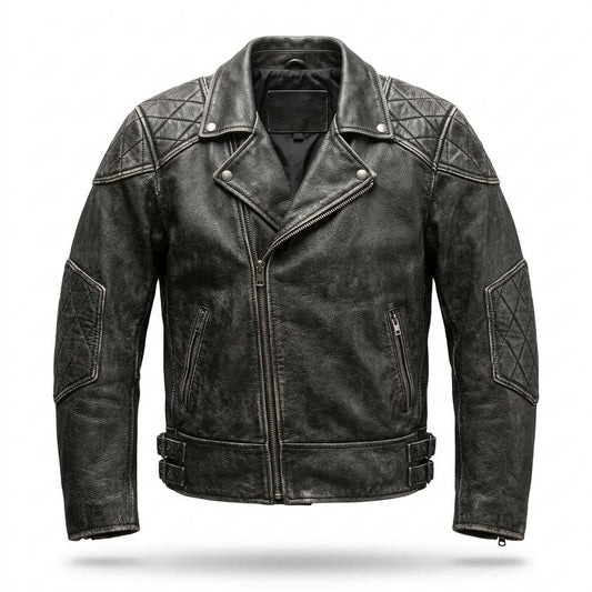 Lederjacken Outlet24 - Yiwed | Geprägt Gesteppt Lederjacke Herren