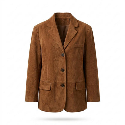 Lederjacken Outlet24 - Cagar | Locker Geschnitten Einreihig Wildleder-Jacke Damen