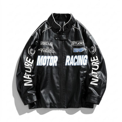 Lederjacken Outlet24 - Mopun | Bedruckt Paspeliert Lederjacke Unisex