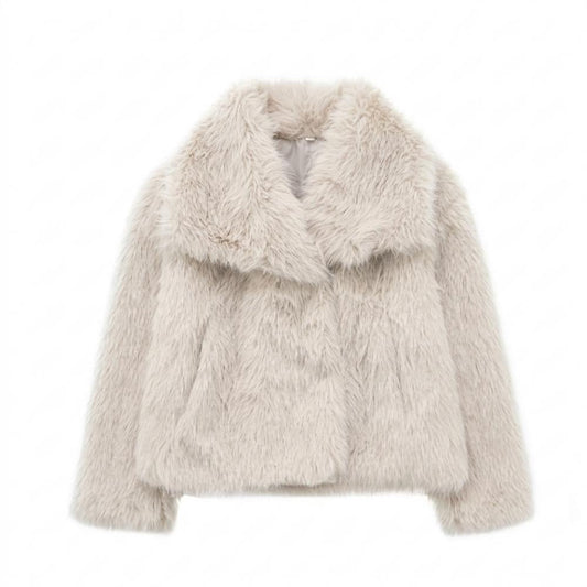 Lederjacken Outlet24 - Taher | Flauschig Kurzgeschnitten Jacke Damen