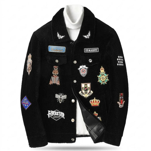 Lederjacken Outlet24 - Sepam | Bestickte Strukturierte Jacke Unisex