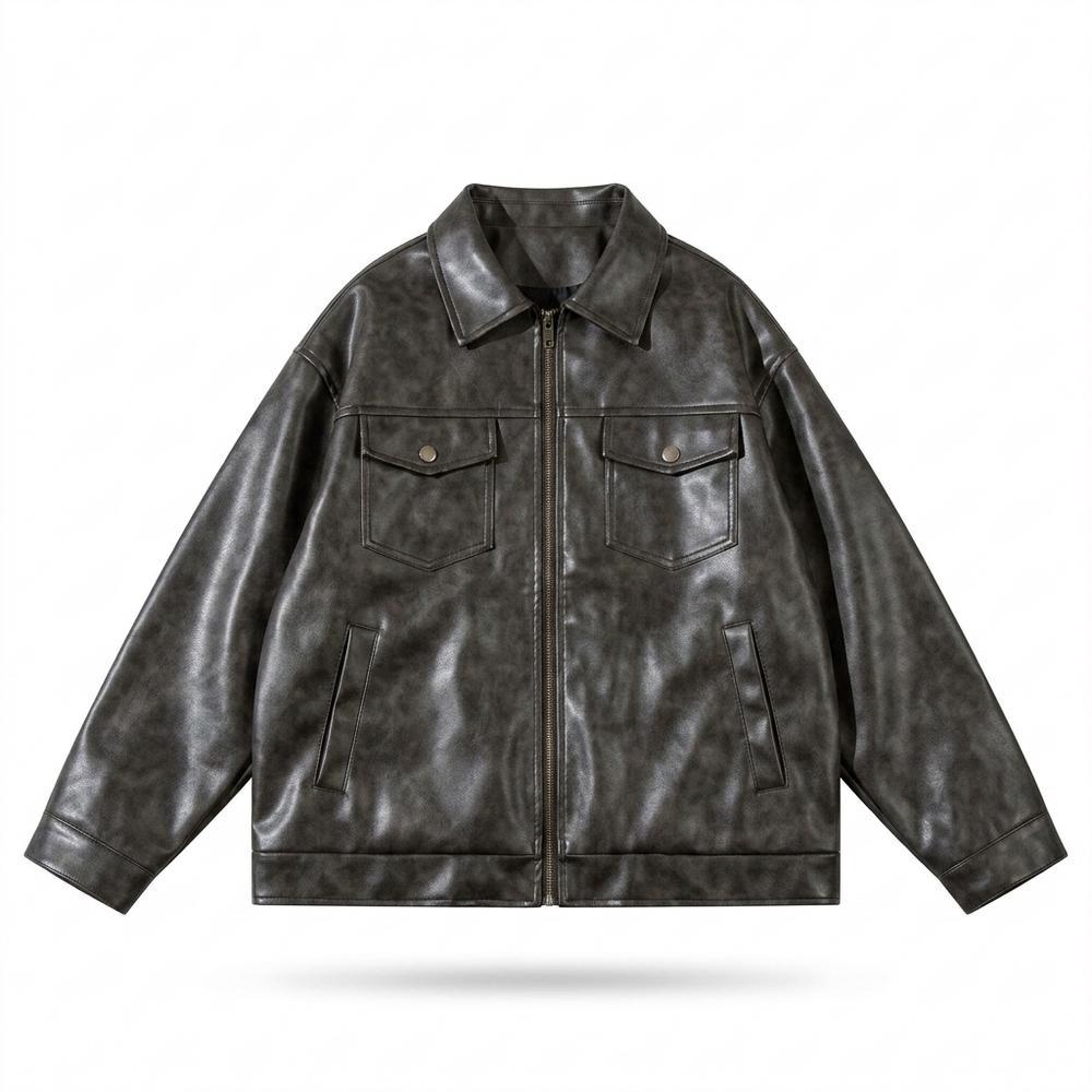 Lederjacken Outlet24 - Dezet | Gerade Geschnittene Strukturierte Lederjacke Unisex