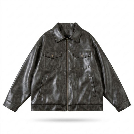 Lederjacken Outlet24 - Dezet | Gerade Geschnittene Strukturierte Lederjacke Unisex