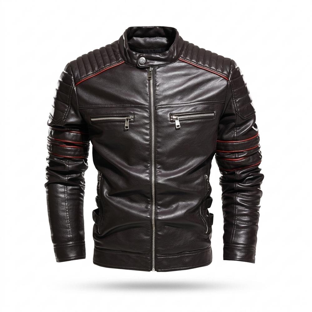 Lederjacken Outlet24 - Viron | Gesteppt Tailliert Lederjacke Herren