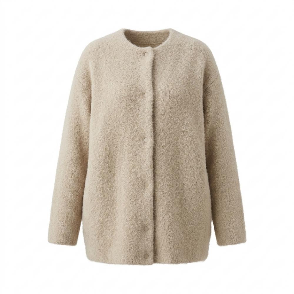Lederjacken Outlet24 - Tofek | Kragenlos Strukturiert Cardigan Damen
