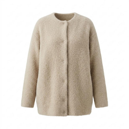 Lederjacken Outlet24 - Tofek | Kragenlos Strukturiert Cardigan Damen