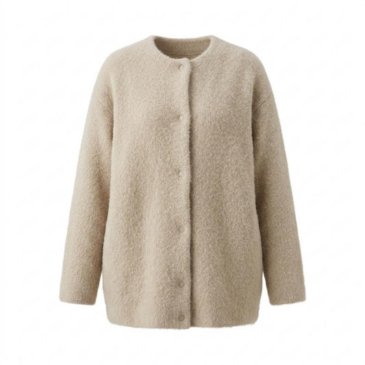 Lederjacken Outlet24 - Tofek | Kragenlos Strukturiert Cardigan Damen