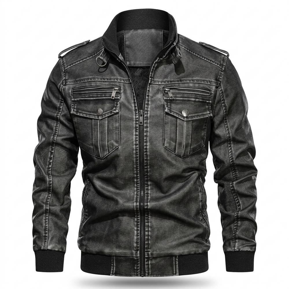 Lederjacken Outlet24 - Zekat | Gefütterte Gewaschene Lederjacke Herren