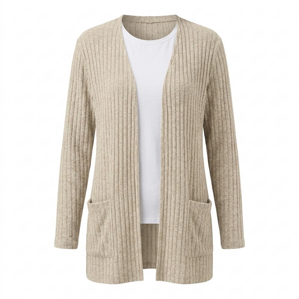 Lederjacken Outlet24 - Vamal | Gerippter Langer Cardigan Damen
