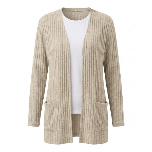 Lederjacken Outlet24 - Vamal | Gerippter Langer Cardigan Damen