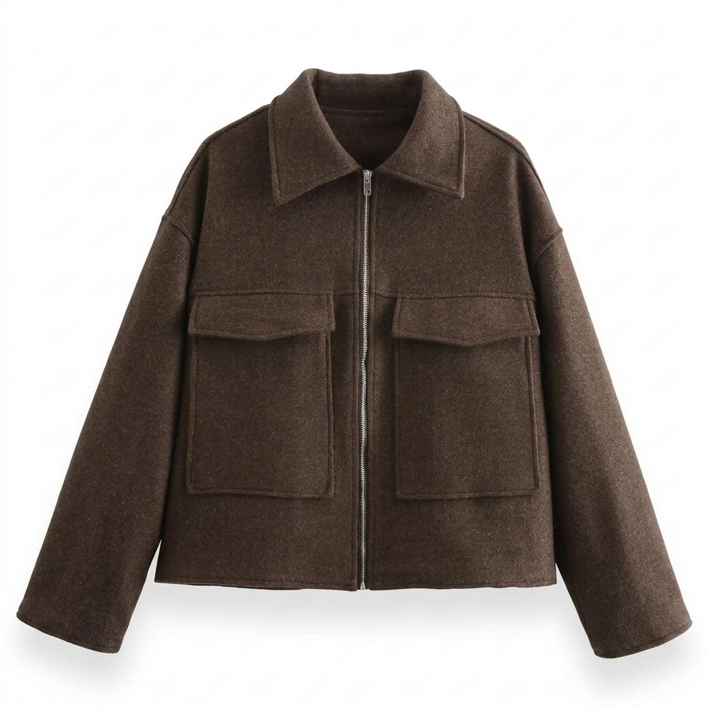 Lederjacken Outlet24 - Nomiv | Reißverschluss Woll Jacke Damen