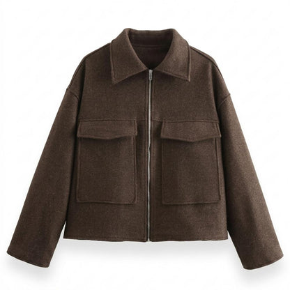 Lederjacken Outlet24 - Nomiv | Reißverschluss Woll Jacke Damen