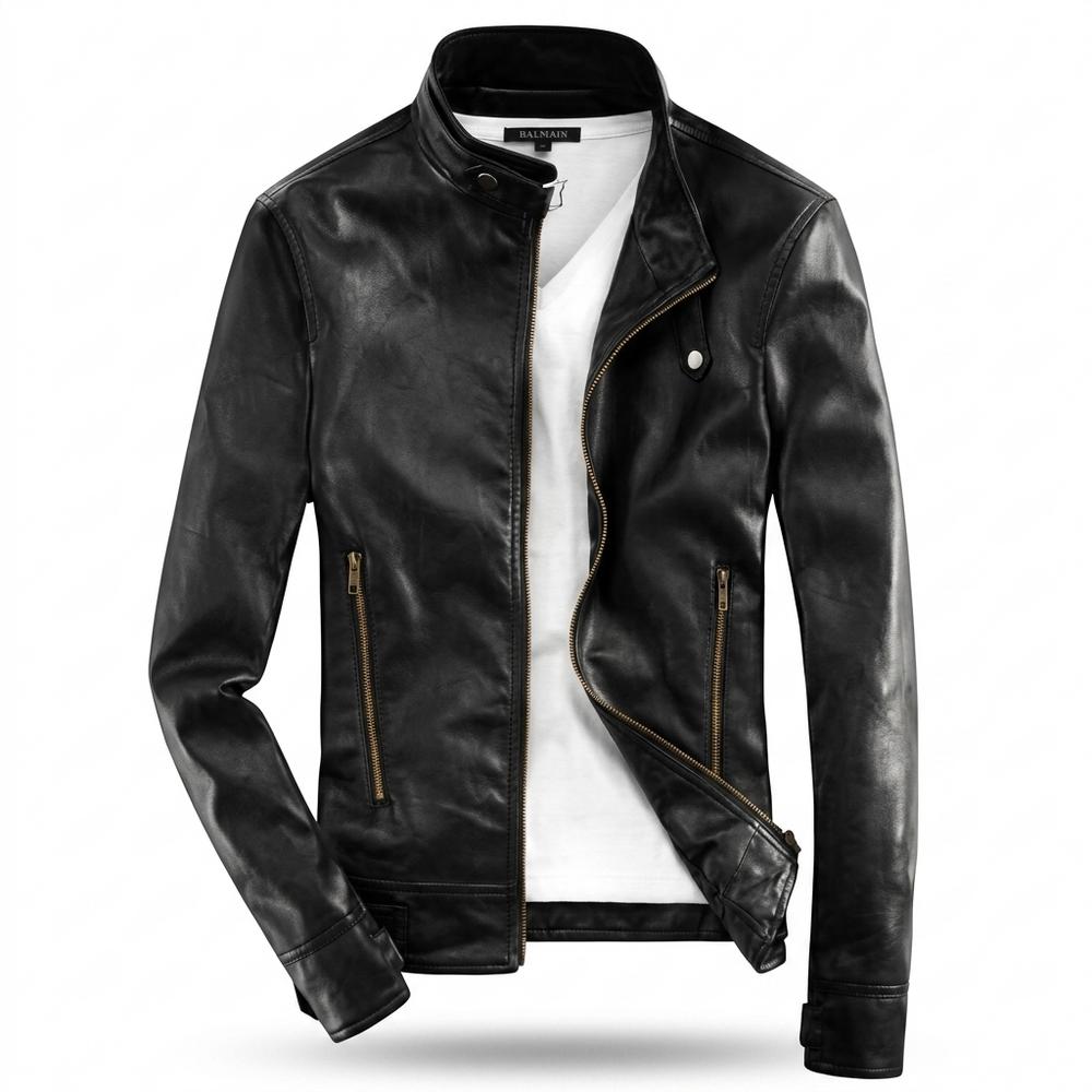 Lederjacken Outlet24 - Cahun | Tailliert Asymmetrisch Lederjacke Herren