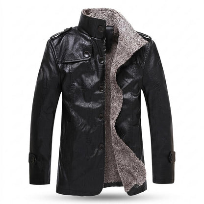 Lederjacken Outlet24 - Vawos | Gefütterte Geknöpfte Lederjacke Herren