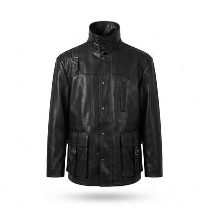 Lederjacken Outlet24 - Kesad | Oversized Kontrastgesteppt Lederjacke Unisex