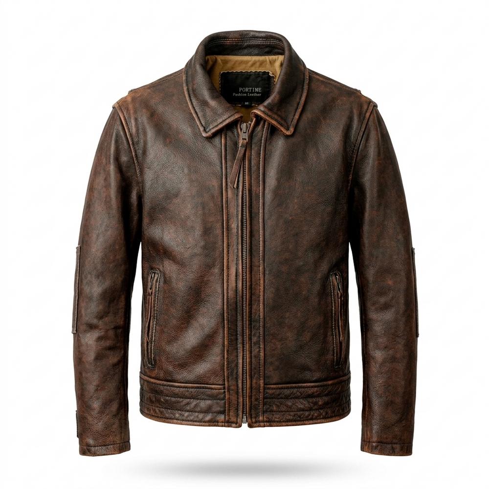 Lederjacken Outlet24 - Zaren | Genarbt Gefüttert Lederjacke Herren