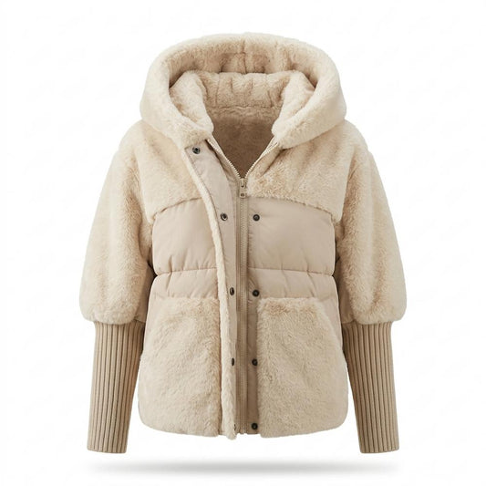 Lederjacken Outlet24 - Temam | Gefütterte Material-Mix Jacke Damen
