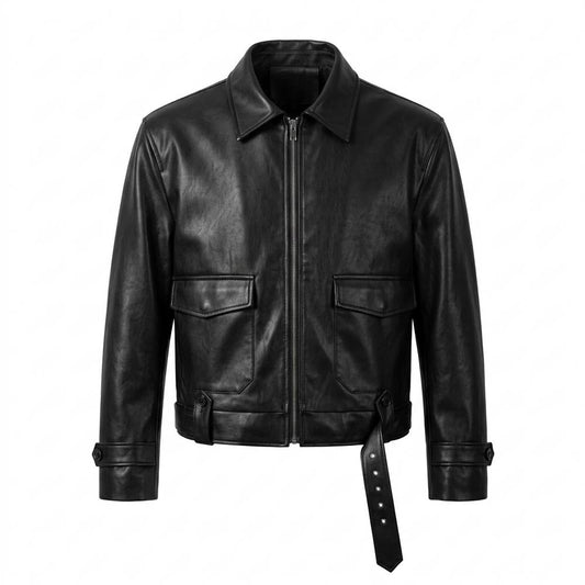 Lederjacken Outlet24 - Muban | Glatte Reißverschließbare Lederjacke Herren